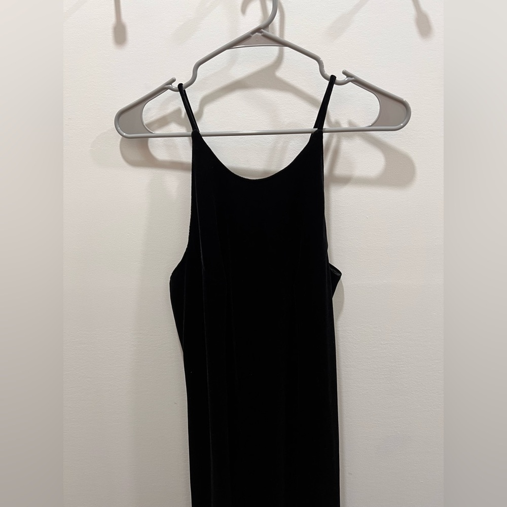 Vintage Velvet Halter Top Floor Length Maxi Formal Evening Dress size 12 or L/XL
